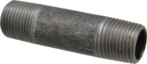 Made in USA - Schedule 40, 1/2" Diam x 3" Long Steel Black Pipe Nipple - Threaded - Best Tool & Supply