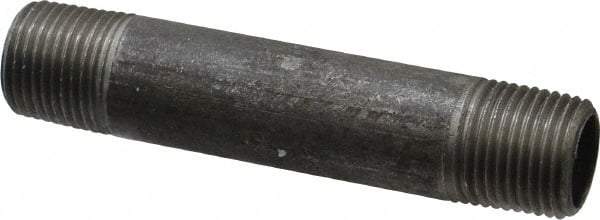 Made in USA - Schedule 40, 1/2" Diam x 4" Long Steel Black Pipe Nipple - Threaded - Best Tool & Supply