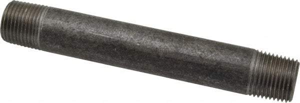 Made in USA - Schedule 40, 1/2" Diam x 5-1/2" Long Steel Black Pipe Nipple - Threaded - Best Tool & Supply