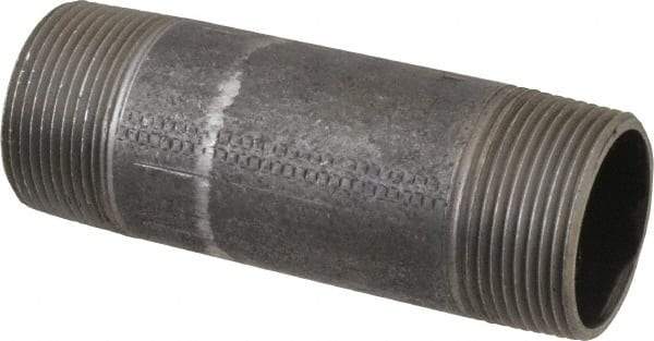 Made in USA - Schedule 40, 1-1/4" Diam x 4-1/2" Long Steel Black Pipe Nipple - Threaded - Best Tool & Supply