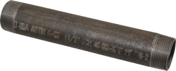 Made in USA - Schedule 40, 1-1/2" Diam x 10" Long Steel Black Pipe Nipple - Threaded - Best Tool & Supply