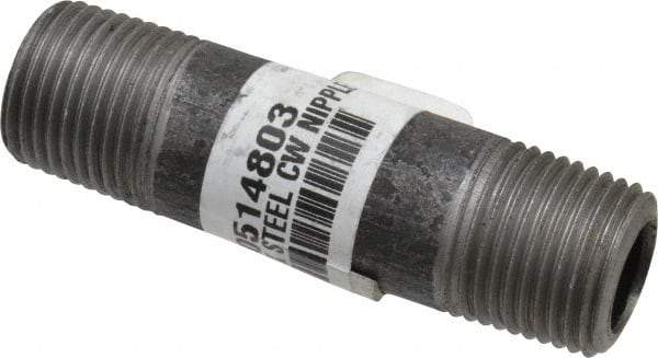 Made in USA - Schedule 80, 1/2" Diam x 3" Long Steel Black Pipe Nipple - Threaded - Best Tool & Supply