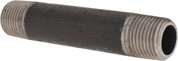 Made in USA - Schedule 80, 1/2" Diam x 4" Long Steel Black Pipe Nipple - Threaded - Best Tool & Supply