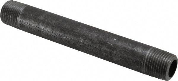 Made in USA - Schedule 80, 1/2" Diam x 6" Long Steel Black Pipe Nipple - Threaded - Best Tool & Supply