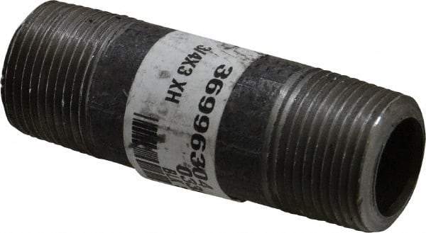 Made in USA - Schedule 80, 3/4" Diam x 3" Long Steel Black Pipe Nipple - Threaded - Best Tool & Supply