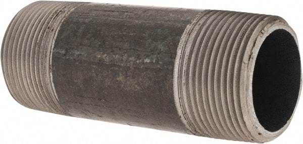 Made in USA - Schedule 80, 1-1/4" Diam x 4" Long Steel Black Pipe Nipple - Threaded - Best Tool & Supply