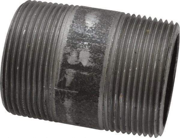 Made in USA - Schedule 80, 1-1/2" Diam x 2-1/2" Long Steel Black Pipe Nipple - Threaded - Best Tool & Supply