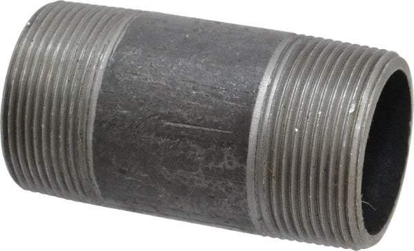 Made in USA - Schedule 80, 1-1/2" Diam x 3-1/2" Long Steel Black Pipe Nipple - Threaded - Best Tool & Supply