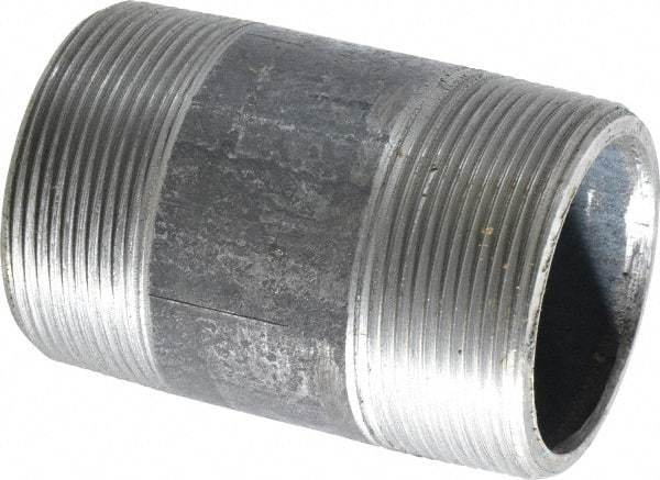 Made in USA - Schedule 80, 2" Diam x 3-1/2" Long Steel Black Pipe Nipple - Threaded - Best Tool & Supply