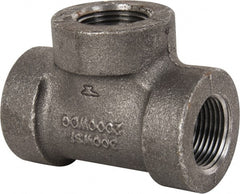 Black Tee: 3/4″, 300 psi, Threaded Malleable Iron, Black Finish, Class 300