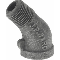 Black 45 ° Street Elbow: 3/8″, 150 psi, Threaded Malleable Iron, Black Finish, Class 150