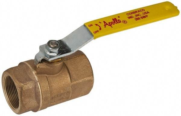 Apollo - 1-1/2" Pipe, Standard Port, Bronze Steam Service Ball Valve - 2 Piece, Inline - One Way Flow, FNPT x FNPT Ends, Lever Handle, 600 WOG, 250 WSP - Best Tool & Supply