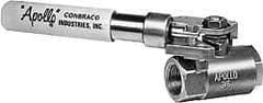 Apollo - 1-1/4" Pipe, Bronze Standard Ball Valve - 2 Piece, Inline - One Way Flow, FNPT x FNPT Ends, Deadman Lever (Spring Return to Close) Handle, 600 WOG, 150 WSP - Best Tool & Supply