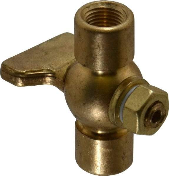 Conbraco - 1/8" Pipe, Tee Handle, FNPT x FNPT End Connection, Air Cock - 200 Max psi, Brass - Best Tool & Supply