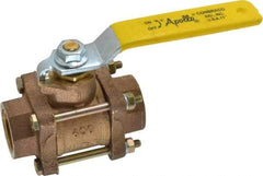 Apollo - 1" Pipe, Full Port, Bronze Standard Ball Valve - 3 Piece, Inline - One Way Flow, FNPT x FNPT Ends, Lever Handle, 600 WOG, 150 WSP - Best Tool & Supply