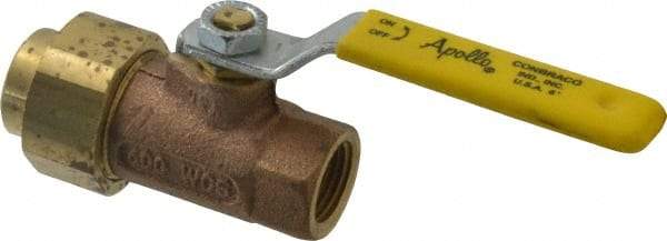 Apollo - 1/2" Pipe, Bronze Single Union Ends Ball Valve - Inline - One Way Flow, FNPT x FNPT Ends, Lever Handle, 600 WOG, 150 WSP - Best Tool & Supply