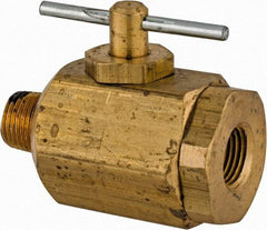 Apollo - 1/8" Pipe, MNPT x FNPT End Connections, Brass, Inline, Two Way Flow, Instrumentation Ball Valve - 400 psi WOG Rating, Tee Handle, Buna N Seal, PTFE Seat - Best Tool & Supply