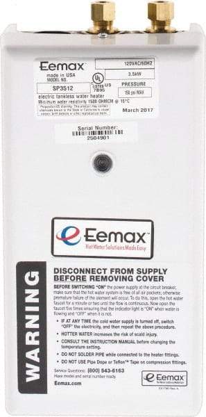 Eemax - 120 Volt Electric Water Heater - 3.5 KW, 29 Amp, 10 Wire Gauge - Best Tool & Supply