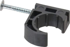 Oatey - 1/2" Pipe, Ribbed Pipe Clamp with Nail - Gray, Polyethylene - Best Tool & Supply