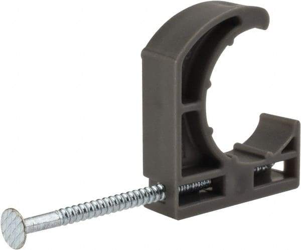 Oatey - 3/4" Pipe, Ribbed Pipe Clamp with Nail - Gray, Polyethylene - Best Tool & Supply