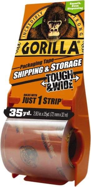 Gorilla Tape - 2-7/8" x 35 Yd Clear Acrylic Adhesive Packaging Tape - BOPP Film Backing, 3.4 mil Thick, 44 Lb Tensile Strength - Best Tool & Supply