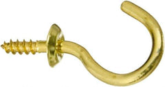 National Mfg. - 10 Lb Capacity, 1.01" Projection, Solid Brass All Purpose Hook - 0.39" Thread Length, 1" OAL, 0.12" Wire Diam - Best Tool & Supply