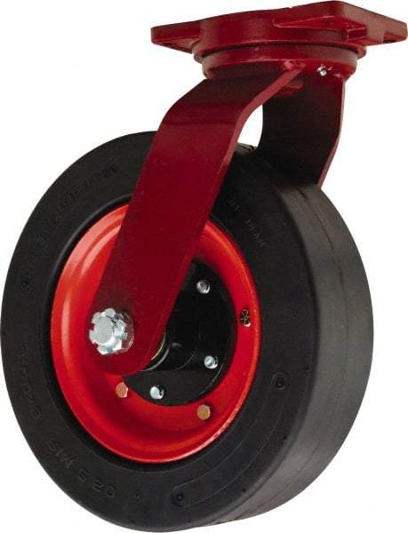 Hamilton - 14" Diam x 4" Wide, Rubber Rigid Caster - 1,500 Lb Capacity, Top Plate Mount, 6-1/8" x 7-1/2" Plate, Tapered Roller Bearing - Best Tool & Supply