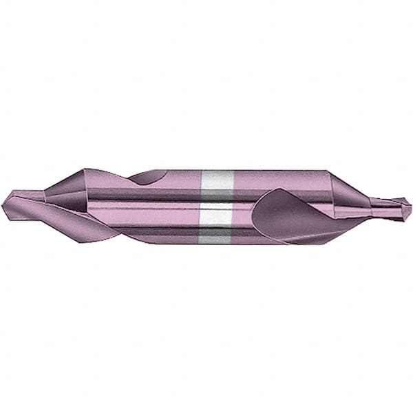 Combo Drill & Countersink: #0, 1/8″ Body Dia, 118 ™, Cobalt TiAlN Finish, 1/32″ Point Dia, 1-1/4″ OAL, Right Hand Cut, Series 0915