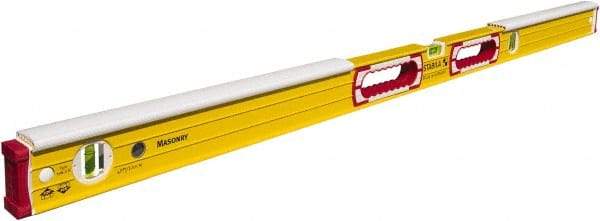 Stabila - 48" Long 3 Vial Spirit Level - Aluminum, Yellow, 2 Plumb & 1 Level Vials - Best Tool & Supply