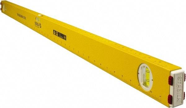 Stabila - 48" Long 3 Vial Spirit Level - Aluminum, Yellow, 2 Plumb & 1 Level Vials - Best Tool & Supply