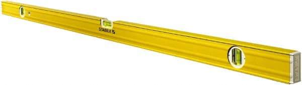 Stabila - 72" Long 3 Vial Box Beam Level - Aluminum, Yellow, 2 Plumb & 1 Level Vials - Best Tool & Supply