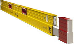 Stabila - Magnetic 72 to 120" Long 3 Vial Expandable Level - Aluminum, Yellow, 2 Plumb & 1 Level Vials - Best Tool & Supply