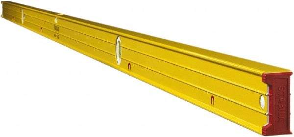 Stabila - Magnetic 96" Long 3 Vial Box Beam Level - Aluminum, Yellow, 2 Plumb & 1 Level Vials - Best Tool & Supply