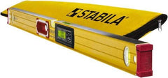 Stabila - 48" Long 3 Vial Box Beam Level - Aluminum, Yellow, 2 Plumb & 1 Level Vials - Best Tool & Supply