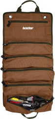 Bucket Boss - 6 Pocket Brown & Green Canvas Tool Roll - 4-1/2" Wide x 4-1/2" Deep x 26" High - Best Tool & Supply