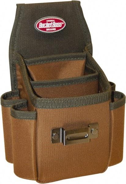 Bucket Boss - 3 Pocket Holster - Polyester, Brown & Green, 6-1/2" Wide x 9-1/2" High - Best Tool & Supply