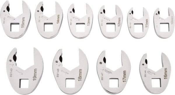 GearWrench - 10 Piece 3/8" Drive Open End Crowfoot Wrench Set - 10 to 19mm - Best Tool & Supply