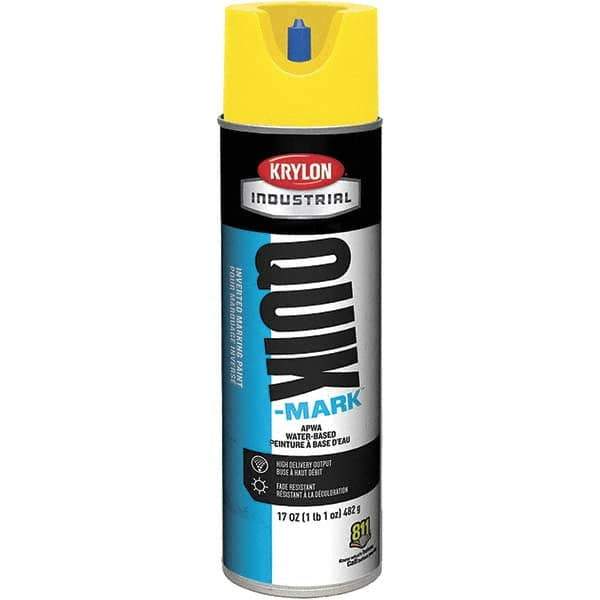 Krylon - 20 fl oz Yellow Marking Paint - 664' Coverage at 1" Wide, Water-Based Formula, 307 gL VOC - Best Tool & Supply