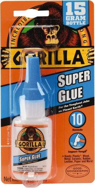 Gorilla Glue - 0.53 oz Bottle Clear Super Glue - 24 hr Full Cure Time, Bonds to Most Surfaces - Best Tool & Supply