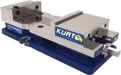 Kurt - 6" Jaw Width, 9" Jaw Opening Capacity, Horizontal Stationary Machine Vise - Manual Operation, 1 Station, 18.258" Long x 4" High x 1" Deep, 1.735" Jaw Height, 7,342 Lb Max Clamp Force, Ductile Iron - Best Tool & Supply