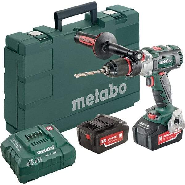 Metabo - 18 Volt 1/16 to 1/2" Keyless Chuck Cordless Hammer Drill - 32300 BPM, 500 to 1,850 RPM, Reversible, Pistol Grip Handle - Best Tool & Supply