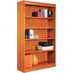 ALERA - 5 Shelf, 60" High x 35.63" Wide Bookcase - 11-3/4" Deep, Wood Veneer, Medium Cherry - Best Tool & Supply