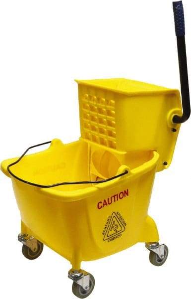 O-Cedar - 26 Qt Plastic Bucket & Wringer - 22" Long x 33" High x 14" Wide, Yellow - Best Tool & Supply