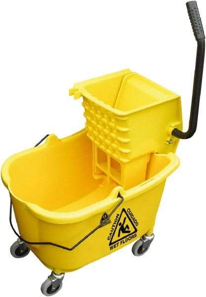 O-Cedar - 33 Qt Plastic Bucket & Wringer - 34" Long x 22" High x 15" Wide, Yellow - Best Tool & Supply