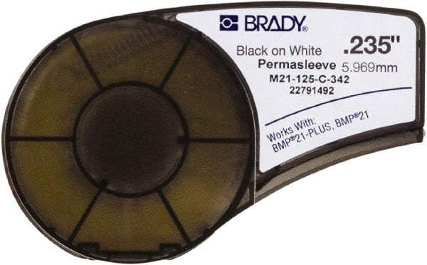 Brady - 0.235" Wide, White Heat Shrinkable Polyolefin Heat Shrink Tubing - For BMP21 Plus Portable Label Printer - Best Tool & Supply