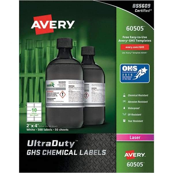 AVERY - 4" Long, White Paper Laboratory Label - For Laser Printers - Best Tool & Supply