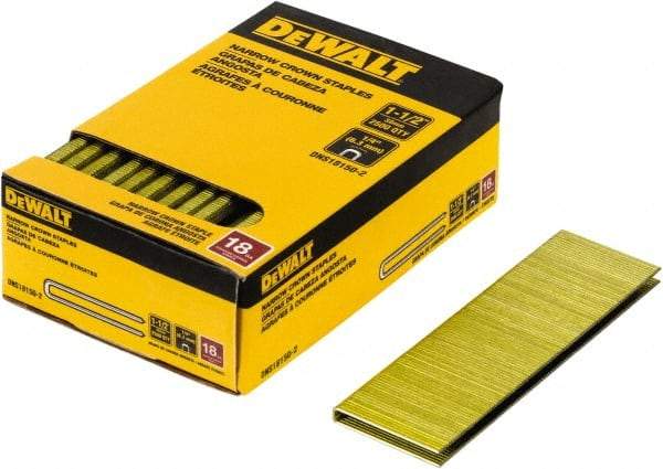 DeWALT - 1-1/2" Long x 1/4" Wide, 18 Gauge Crowned Construction Staple - Steel, Copper Finish, Chisel Point - Best Tool & Supply