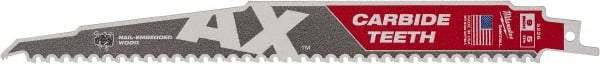 Milwaukee Tool - 9" Long x 1" Thick, Bi-Metal Reciprocating Saw Blade - Tapered Profile, 5 TPI, Toothed Edge, Universal Shank - Best Tool & Supply