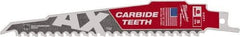 Milwaukee Tool - 6" Long x 1" Thick, Bi-Metal Reciprocating Saw Blade - Tapered Profile, 5 TPI, Toothed Edge, Universal Shank - Best Tool & Supply