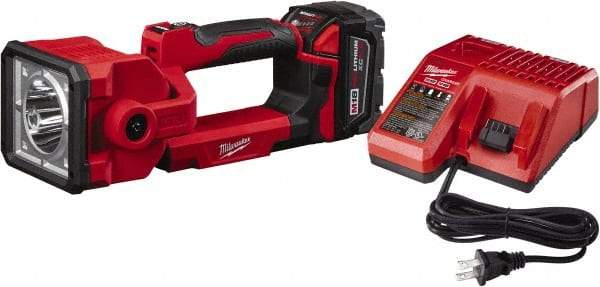 Milwaukee Tool - 18 Volts, 1250 Lumens, Cordless Work Light - Red, 7 hr Run Time - Best Tool & Supply